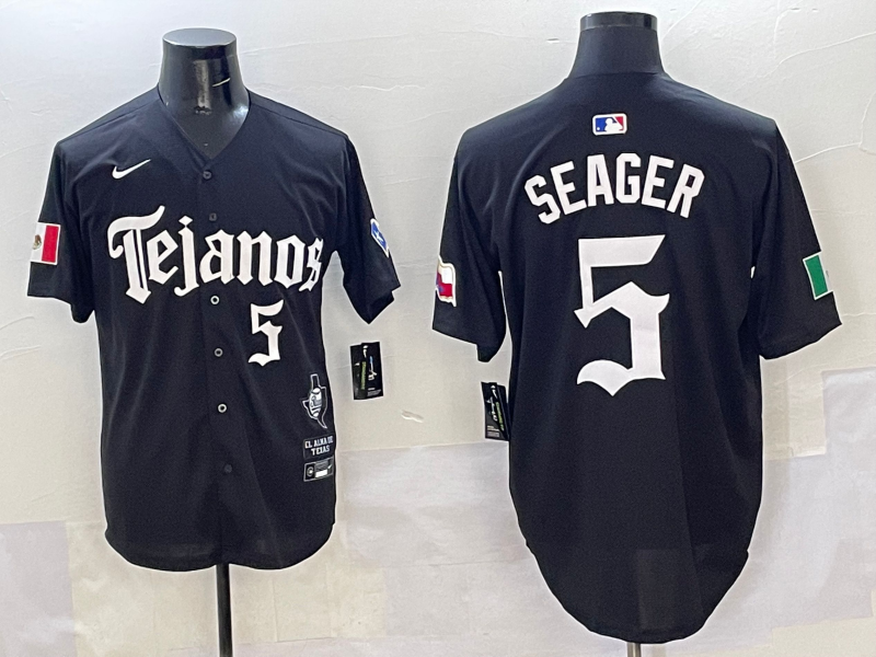 Men's Texas Rangers Corey Seager #5 Black Jersey